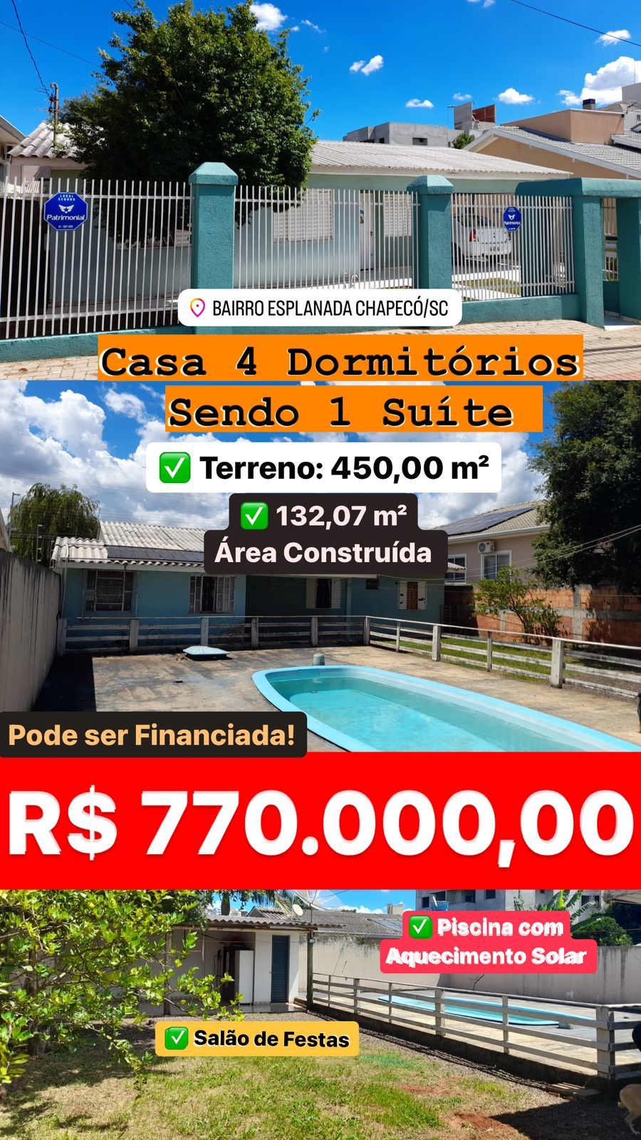 Casa de 4 quartos, 132m² no bairro ESPLANADA, em Chapecó | Eu Corretor